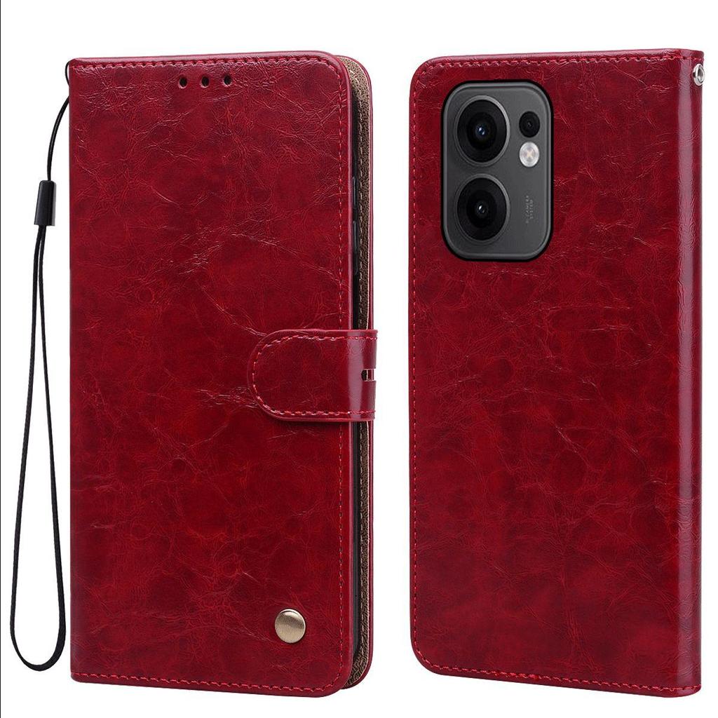 Винтажный чехол-бумажник с текстурой Crazy Horse из ПУ-кожи для OPPO Reno13 F 4G/5G, с держателем для карт, подставкой, противоударный защитный чехол