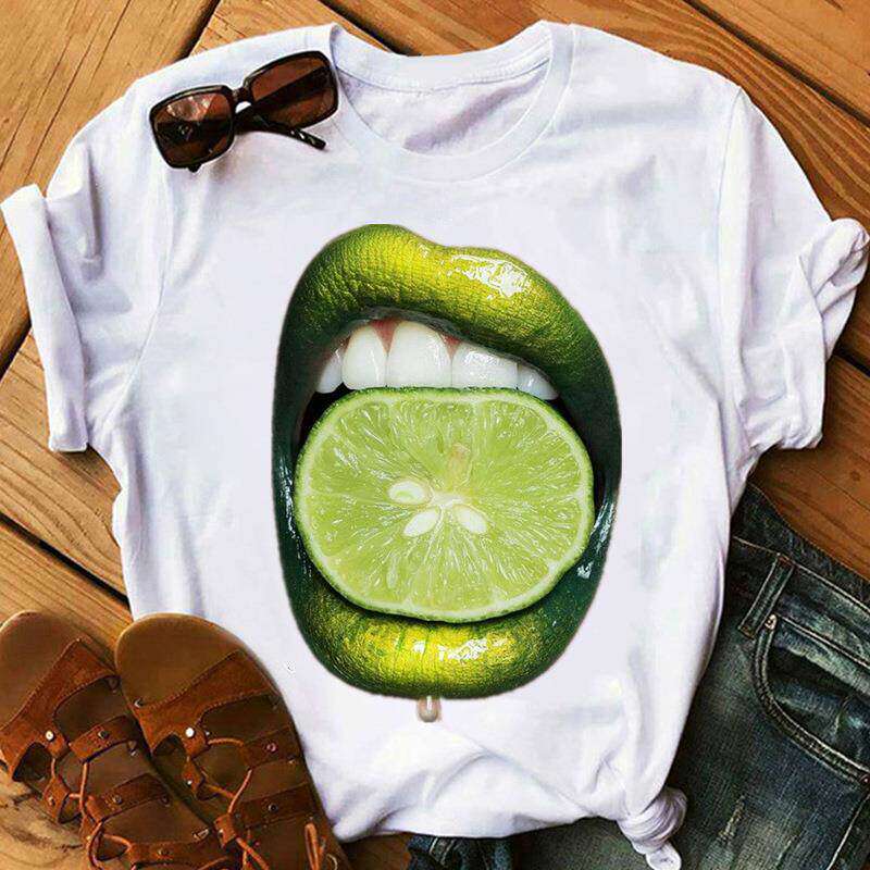 Lips Pure Cotton Printed Unisexs and Womens Fashion Trend Tshirt Summer New Personalized Round Neck Loose Casual Tshirt