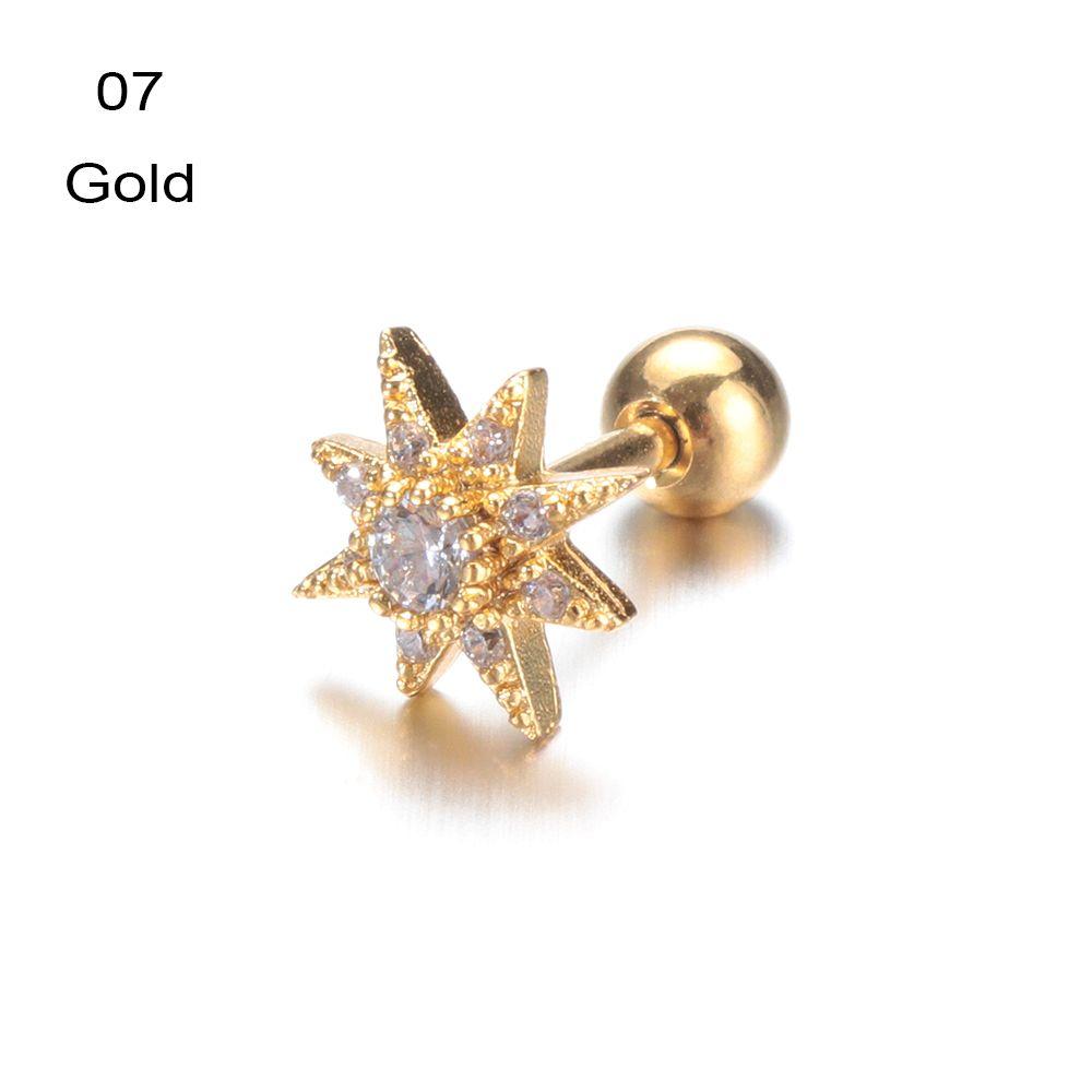 Украшения для тела Helix Tragus Star Moon Heart CZ Пирсинг ушей Серьги-гвоздики серебряного и золотого цвета