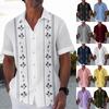 Гавайская рубашка для мужчин, мужские винтажные рубашки для боулинга на пуговицах, летняя пляжная рубашка с коротким рукавом
