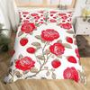 Милый клубничный пододеяльник Full King, Цветочный с листьями тропическими фруктами комплект постельного белья, Садовые деревенские растения акварельный шик пододеяльник
