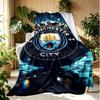 Manchester City FC Pattern Blanket for Home Decoration, Bed, Sofa, Car Travel, Camping, Suitable for All Seasons, Birthday Christmas Gift