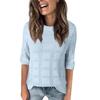 Women's Casual 3/4 Sleeve Loose Tunic Tops Lightweight Crochet Knit Summer Sweaters Blouses
