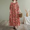 2025 Summer Plus Dress Women Casual Vintage Floral Dress Basic Printing Long Beach Elegant Loose Dress