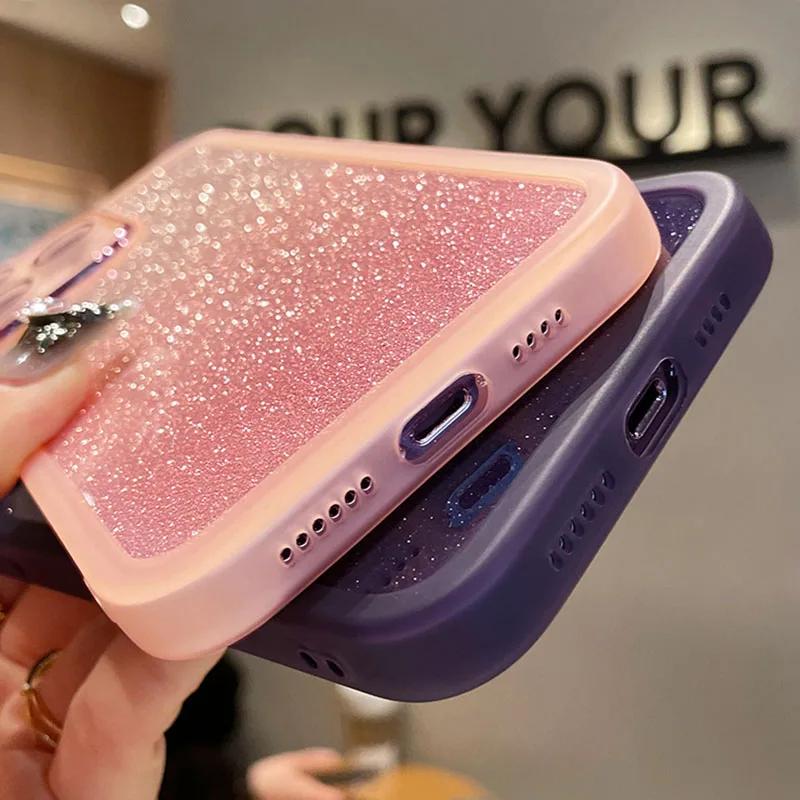 Gradient Glitter Silicone Case for OPPO A57 A58 A78 A93 A96 A97 A72 A35 A55 A56 A17 A9 A5 Realme C65 C67 C53 C35 C33 C31 11 12 Reno 10 11 12 Pro