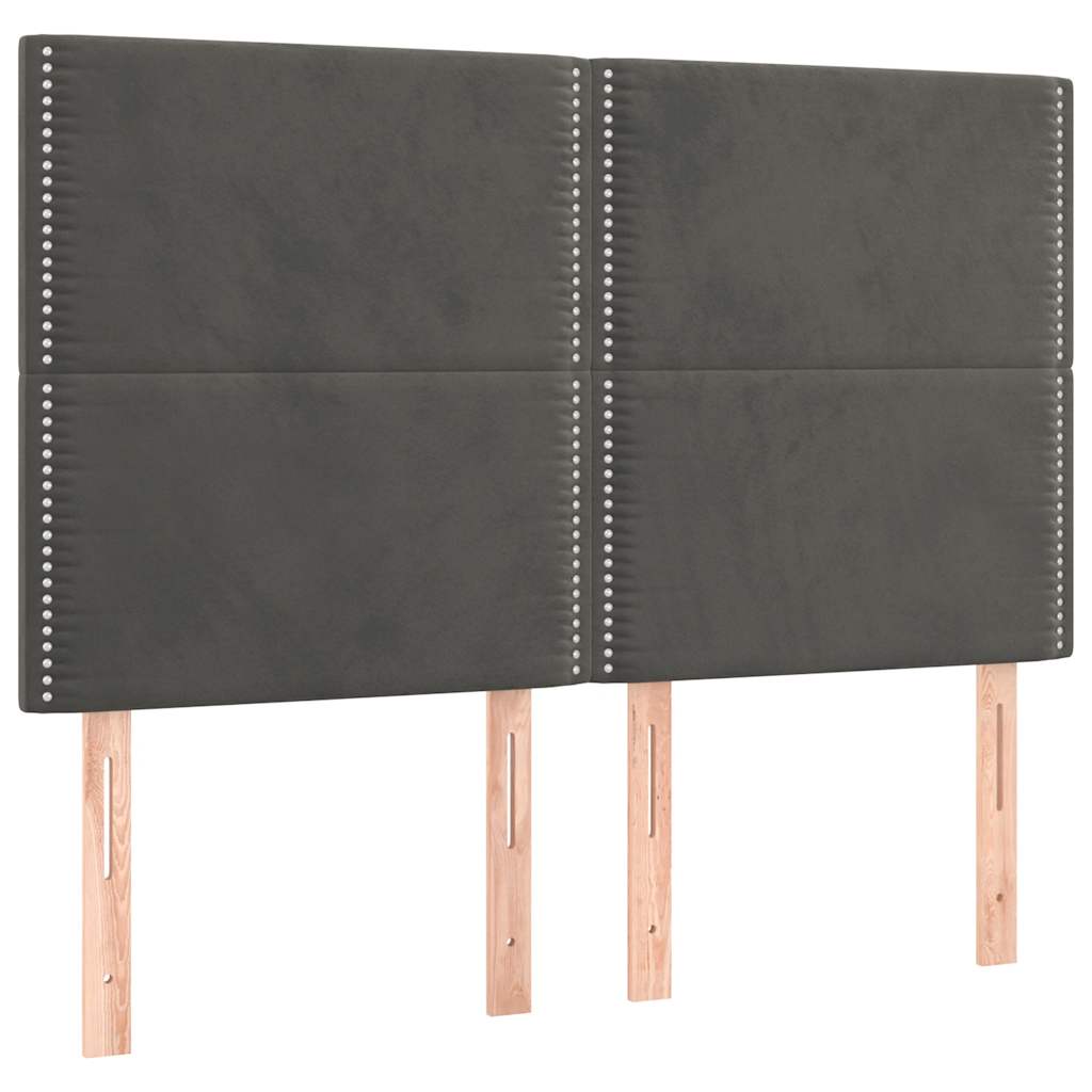 LED Headboard Dark Gray 144x5x118 128 cm Velvet