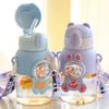 600ML Large Capacity Water Bottles for Children with Straw Cute Cartoon Student School Outdoor Travel Leak Proof Water Bottles