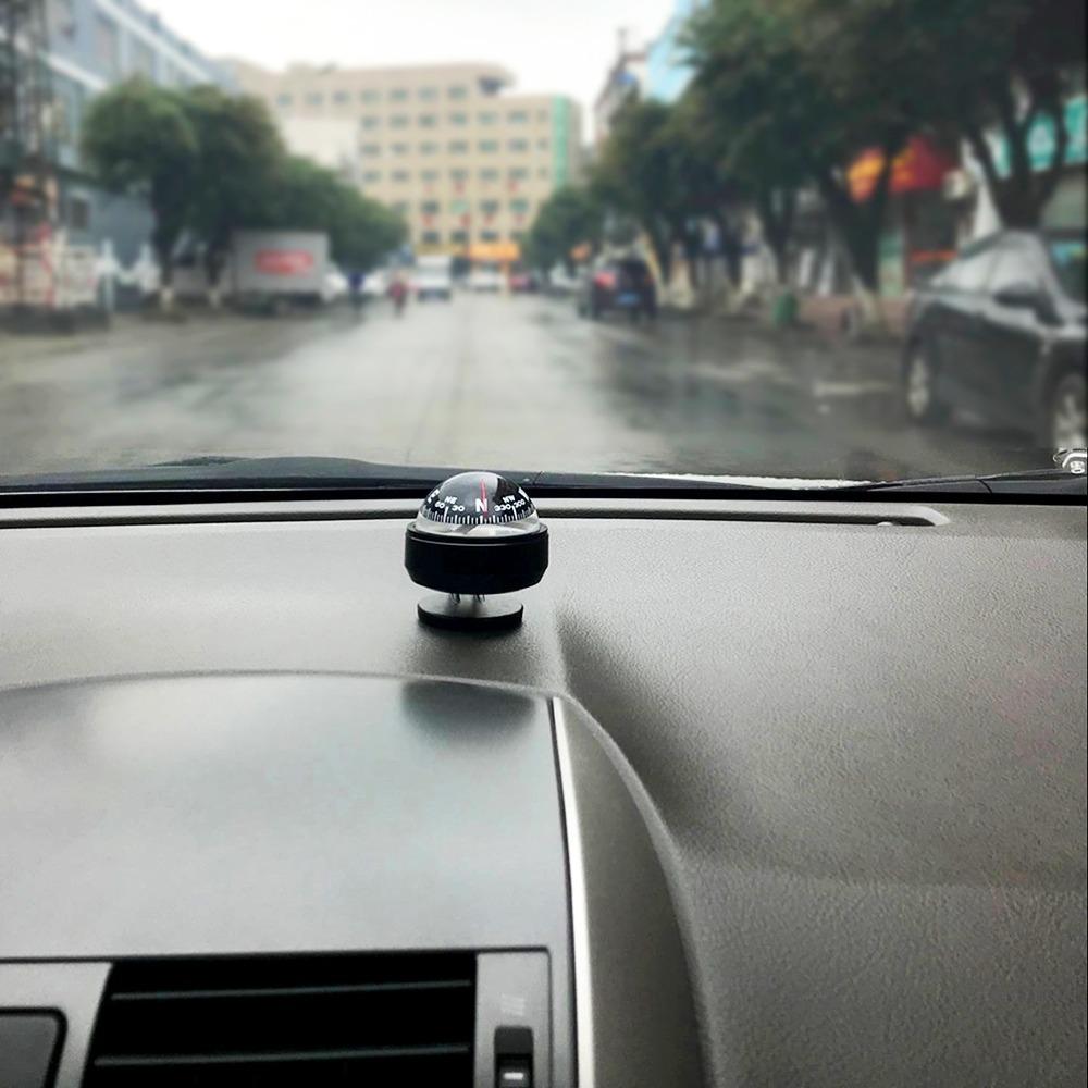 Black Guide Ball Portable Dashboard Compass Magnetic Heading Indicator Vehicle Navigation