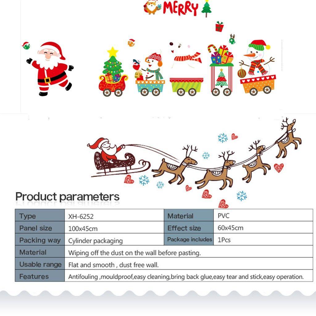 Holiday Scene Xmas Decoration Wall Sticker Home Decals Christmas Window Stickers Santa Claus