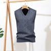 Men Knitting Vest V-Neck Sleeveless Rhombus Texture Sweater Vest Autumn Winter Solid Color