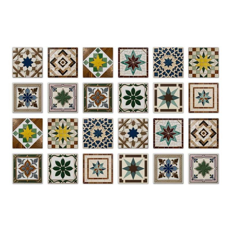 24pcs 15x15cm Tile Decorative Sticker PVC Self Adhesive Wallpaper