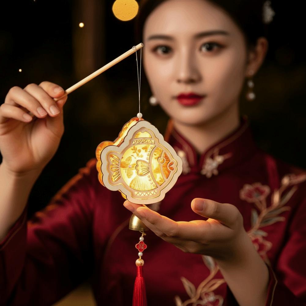 Handmade Fabric Lamp Kit Glowing Mid Autumn Craft Windchime Lantern DIY Gifts