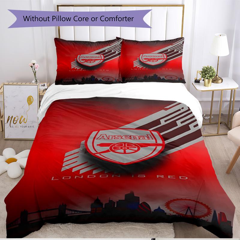 3pcs Duvet Cover Set (1*Duvet Cover + 2*Pillowcase, Without Core), football team Print Soft All‑Season Bedding Set, Home Bedroom Decor Gift