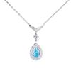 High-end Women's 18K White Gold and Platinum PT950 Water Drop Necklace Female Shaped Pear-shaped Aquamarine Pendant