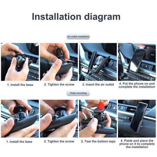 Car Phone Holder Mount for Dashboard Air Vent Windshield Universal Cell Phone Holders for Car 360 Degrees Adjustable Angle Easy