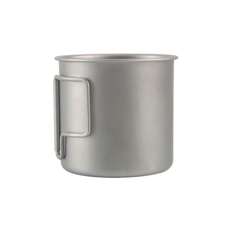 Портативная походная кружка из нержавеющей стали с титановым покрытием и складной ручкой