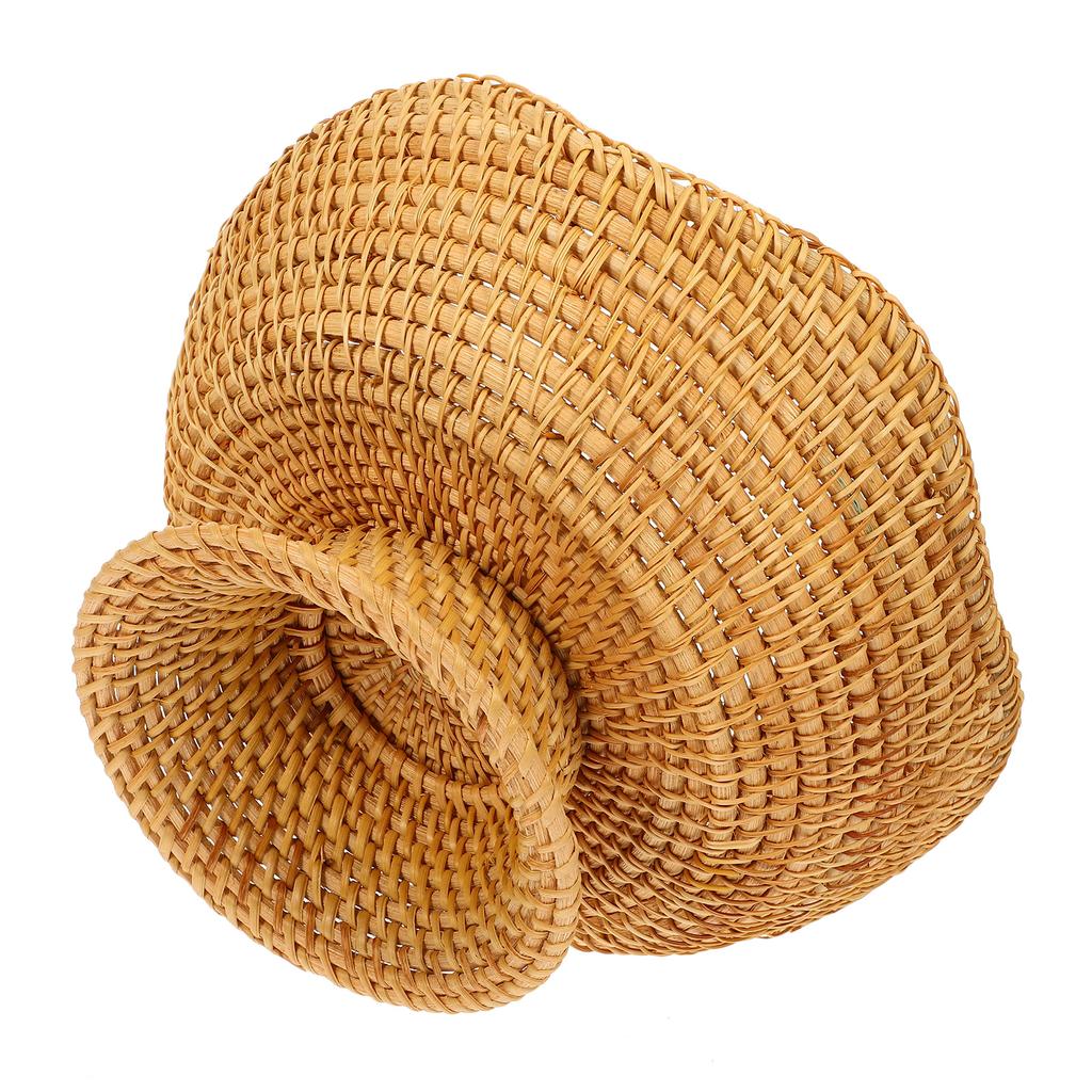 Natural Rattan Woven Fruit Plate Key Bowl for Entryway Table Storage Baskets Small Round Organizing Wallet Bathroom Base