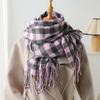 Korean Version Plaid Imitation Cashmere Scarf Fashion Simple Versatile Warm Scarf Women'S Fringed Shawl