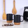 350ML Matte Black Coffee Mug with Grip Handle Cork Bottom Detachable Dustproof Lid Heat-Resistant Ceramic Tea Milk Water Cup Birthday Gift