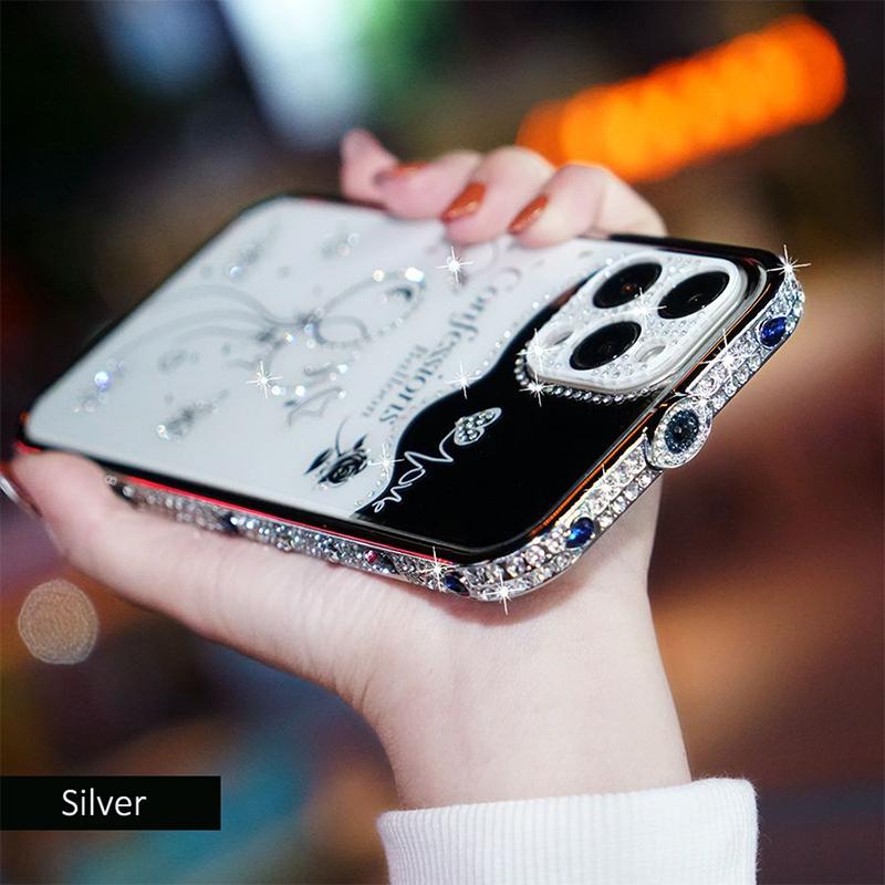 Блестящий розовый чехол для телефона со стразами и кристаллами для iPhone 15 Pro Max 13promax 12pro max, металлический каркас с бриллиантами, защита камеры, женский