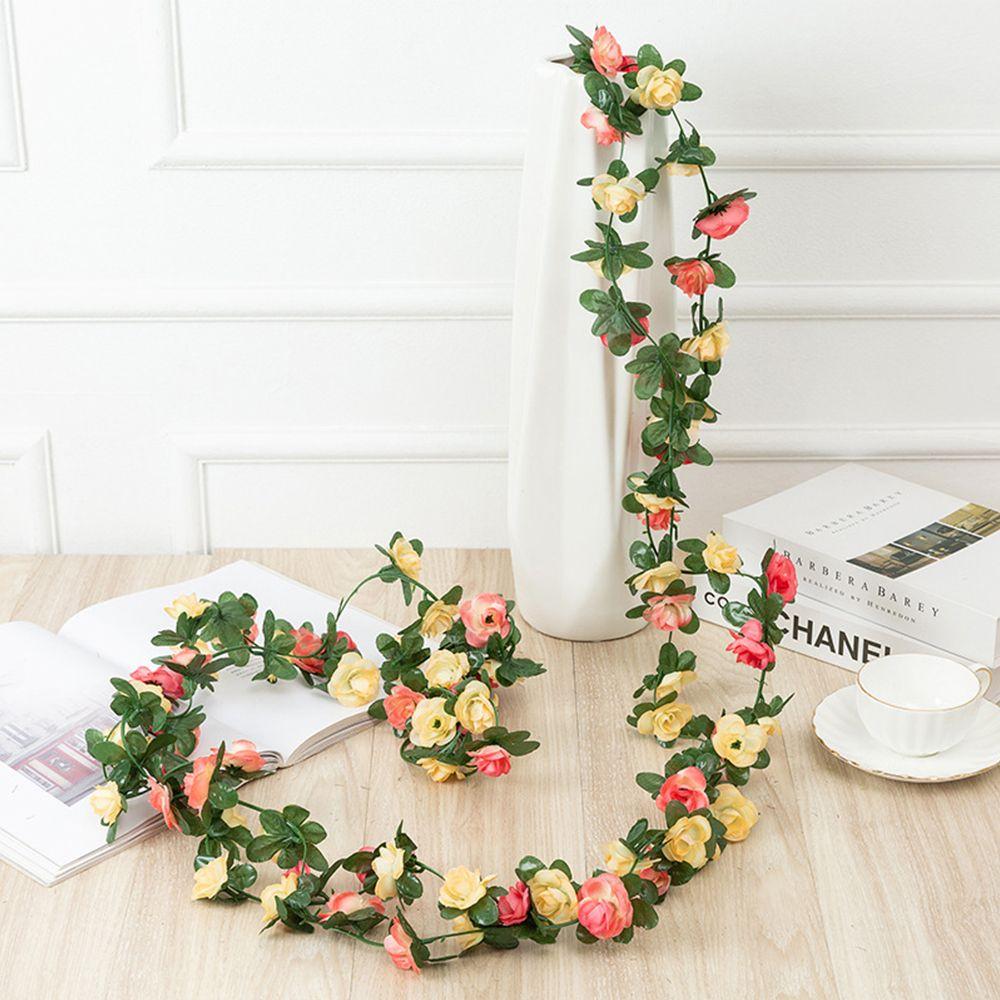 Wedding Decor Rose Garland Garden Arch Fake Plant Vines Flowers Garland Artificial Rose Flowers