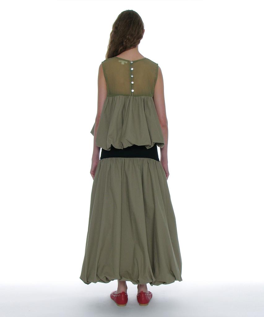 PARTIMENTO WOMEN Sleeveless Puff Blouse_Light Khaki
