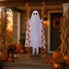 Waterproof Patio Tree Hanging Props Swinging Ghost Halloween Decoration for Outdoor Garden Yard, Weighted Fabric Flying on A Swing with LED