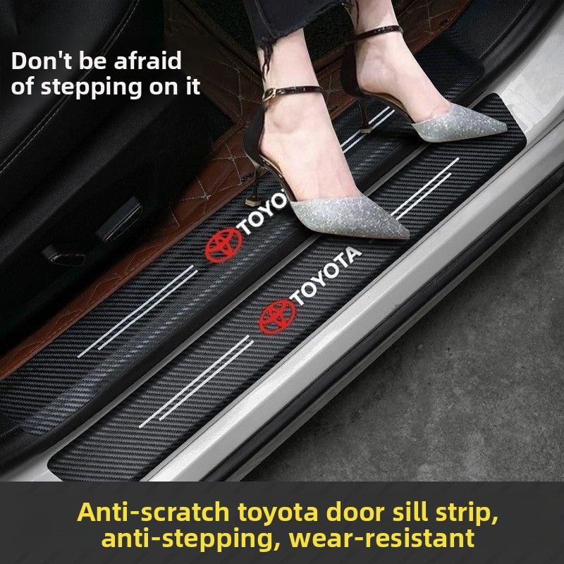 CKW1 For Toyota Rav4 Yaris Prius Avensis Corolla Camry Car Threshold Strip Carbon Fiber Sticker Car Door Sill Protector Accessories