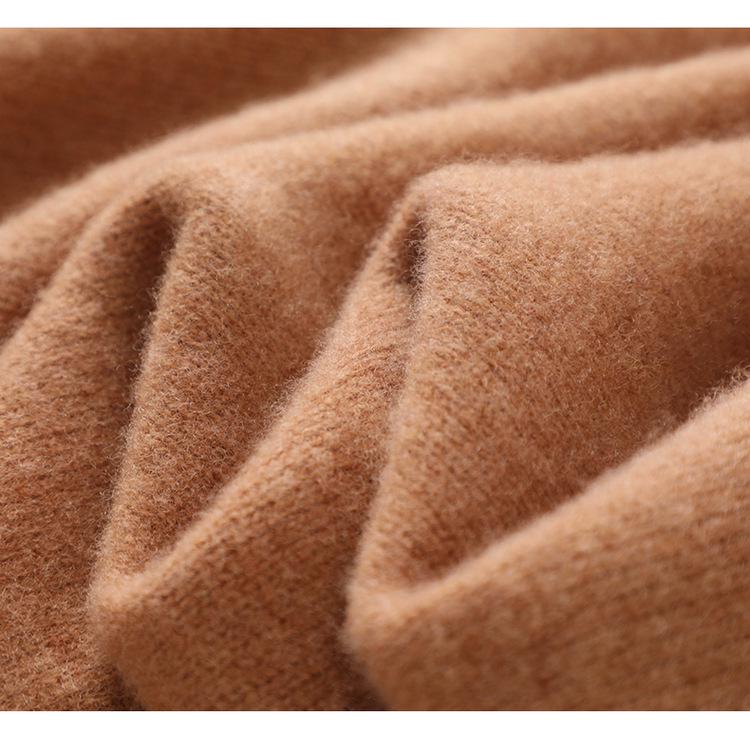 Women's Hand-Sewn 100% Pure Wool Sweater - Golden Camel Loose Knitwear, Autumn/Winter 2024, Round Neck Base Layer.