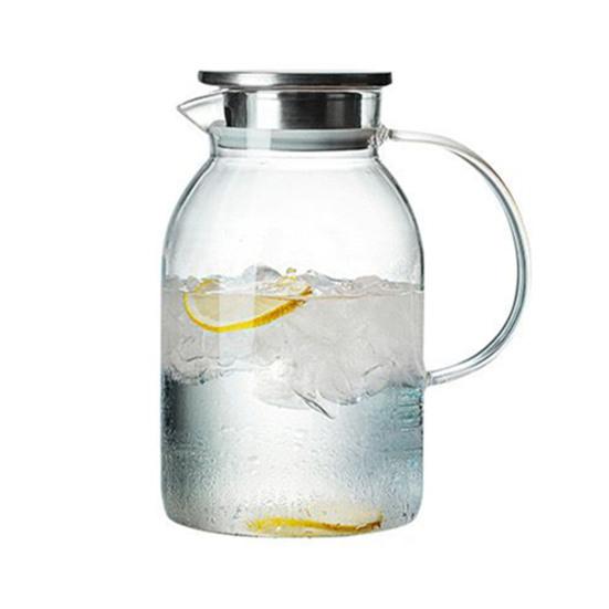 Стеклянный кувшин с крышкой из нержавеющей стали, термостойкий холодный чайник, большая емкость, графин для воды для горячих и холодных напитков, не содержит БФА, кувшин для холодного чая