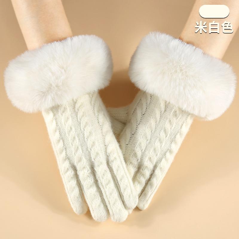 Зимние женские вязаные перчатки простые модные офисные теплые перчатки ветрозащитные для велоспорта на открытом воздухе