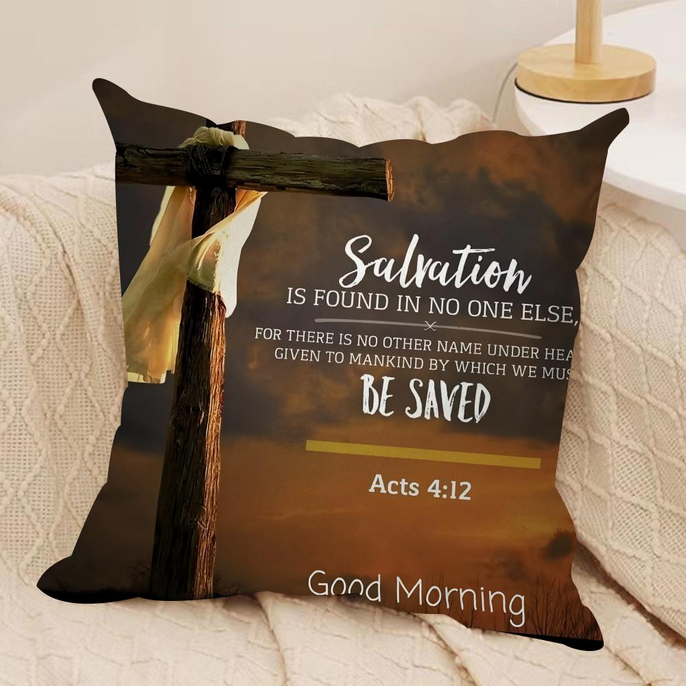 Good Friday Christ Text Cushion Cover Silky Short Plush Invisible Zipper Dustproof Sofa Pillow Case for Home Decor