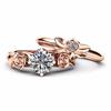 Prong-Set Pink Peach Heart Zircon Ring with Teardrop Diamond for Women