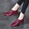 Cresfimix Women Fashion Wine Red High Quality Anti Skid Ankle Boots Lady Classic Black Leather Square Heel Shoes Sapatos Ba368