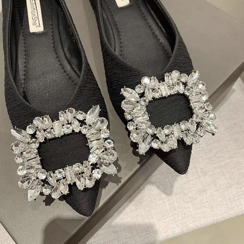 Fashion Flat Shoes Women's 2025 Spring Autumn New Casual Pointed Toe Suede Shallow Mouth Scoop Shoes All-match Ladies Large Size 43 44