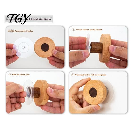 Heavy Duty Wall Hooks Solid Wood Clothes Hook, Beech Cartoon Door Mounted Coat Mount Organizer for Hanging Coats Bags Hats And Towels Punch