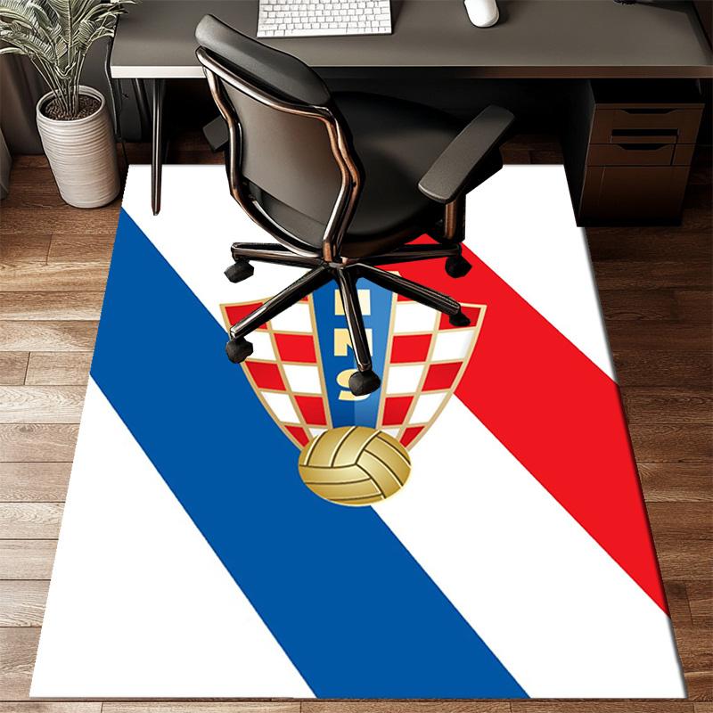 Croatian Football Emblem Rug Game Carpet, Floor Mat for Bedroom Living Room Entryway Rug, Home Decor Idea Gift for Christmas birthday