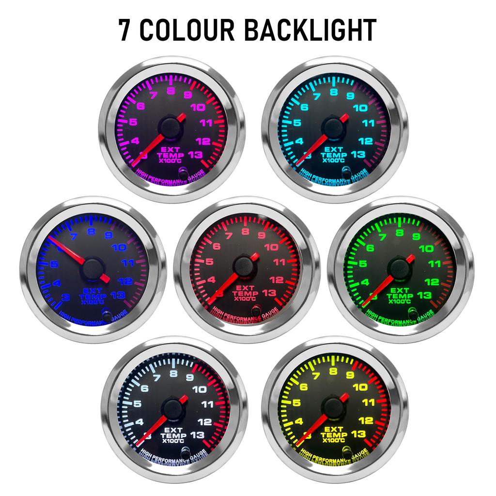 2'' 52mm Car High performance Exhaust Gas Temp Gauge 300-1300 Celsius 7 Colors Pointer EGT Gauge Meter With Stepper Motor