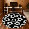 1 шт. Черно-белый цветочный узор Круглый коврик для стула Офисная ковровая дорожка - Нескользящий, Напольный коврик для офиса, спальни, Идеальный подарок для декора дома p0105048