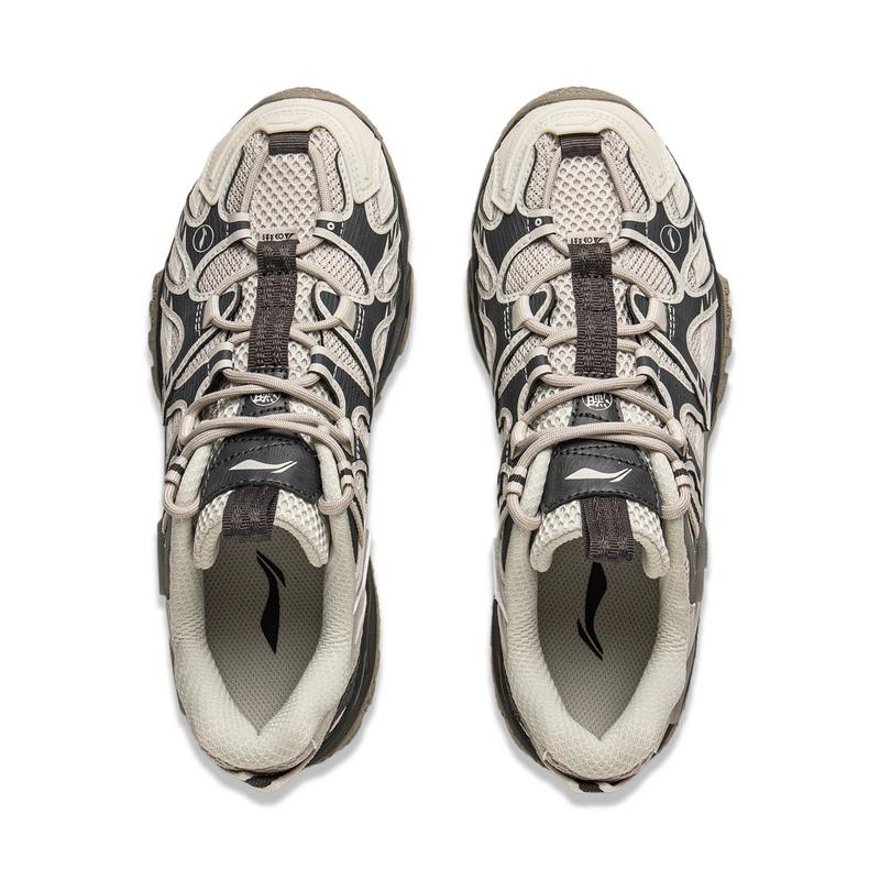 Li Ning CF Outdoor Fashion Comfortable Slip Resistant Durable Low Top Hiking Shoes Women Hiking Shoes Beige Black AGLU074-6