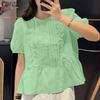 Женская повседневная летняя блузка с круглым вырезом и коротким рукавом