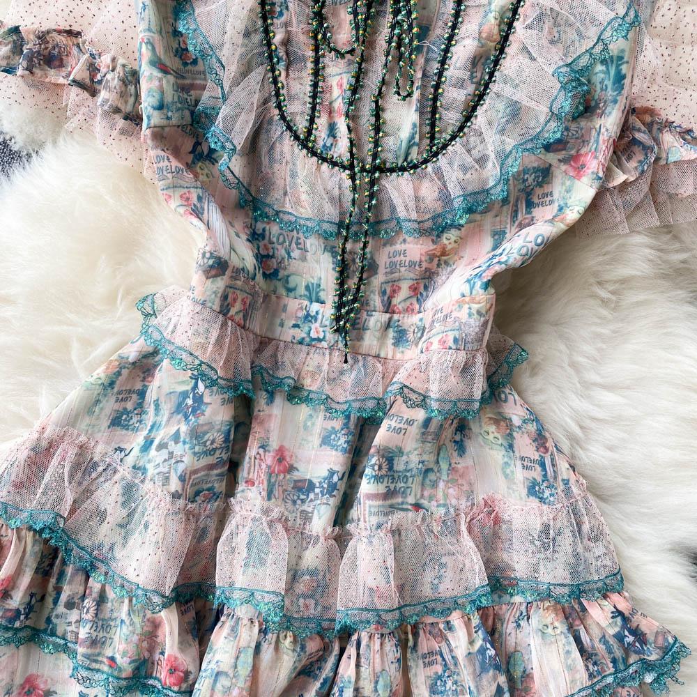 Летнее платье с коротким рукавом для автопортрета, женское сексуальное платье с квадратным воротником и оборками из сетки, дизайнерское подиумное вечернее платье миди