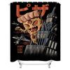 Шторка для душа Pizza Planet Ретро-дизайн с космическим монстром для декора ванной комнаты Ткань черного цвета с креплениями в комплекте (75x72 дюйма)