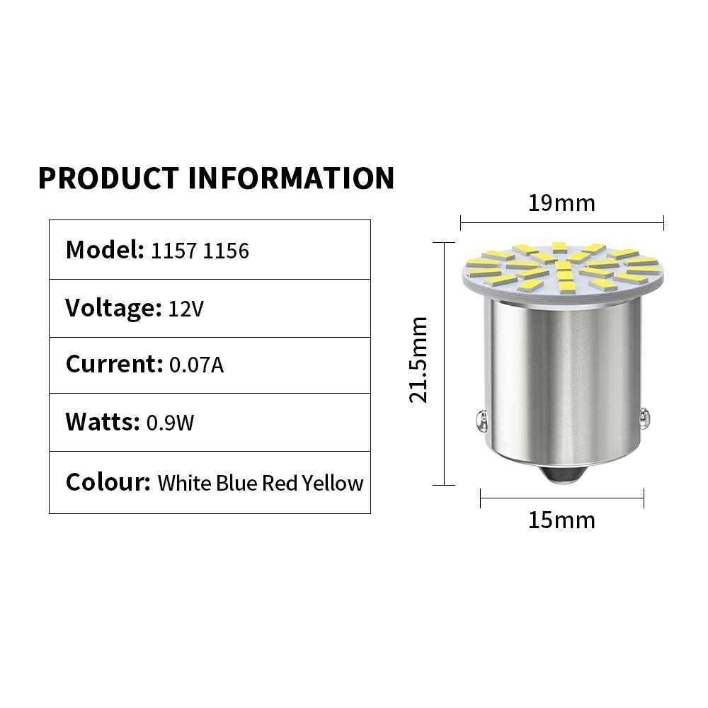 10pcs 12V/24V LED Bulb 1156 BA15S R5W R10W 1157 BAY15D 3014 22 SMD For Truck Turn Signal Lights Daytime Running Lamp 6000K White Dome Lights 6
