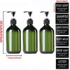 3pcs 500ML Round Bottles Green /Amber Lotion Bottle Plastic Soap Dispenser Portable Shampoo Conditioner Dispensers with 6 Labels