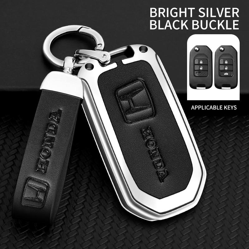 Zinc Alloy Leather Car Key Case Cover For Honda Civic Accord City Odyssey CR-V XR-V HR-V Vezel Jade Jazz Crider Auto Accessories