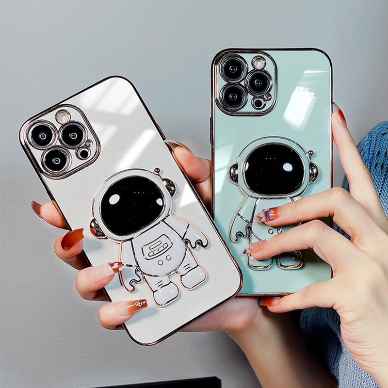 Кронштейн астронавта, мягкий чехол с квадратным краем и покрытием для телефона, роскошный чехол из ТПУ с покрытием для телефона Samsung