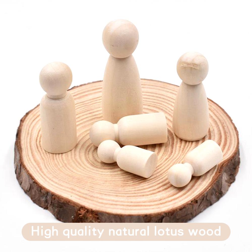 Wood Male Female Puppets Handmade Unpainted Figures Wedding Decoration Wooden Peg Doll Wood Crafts