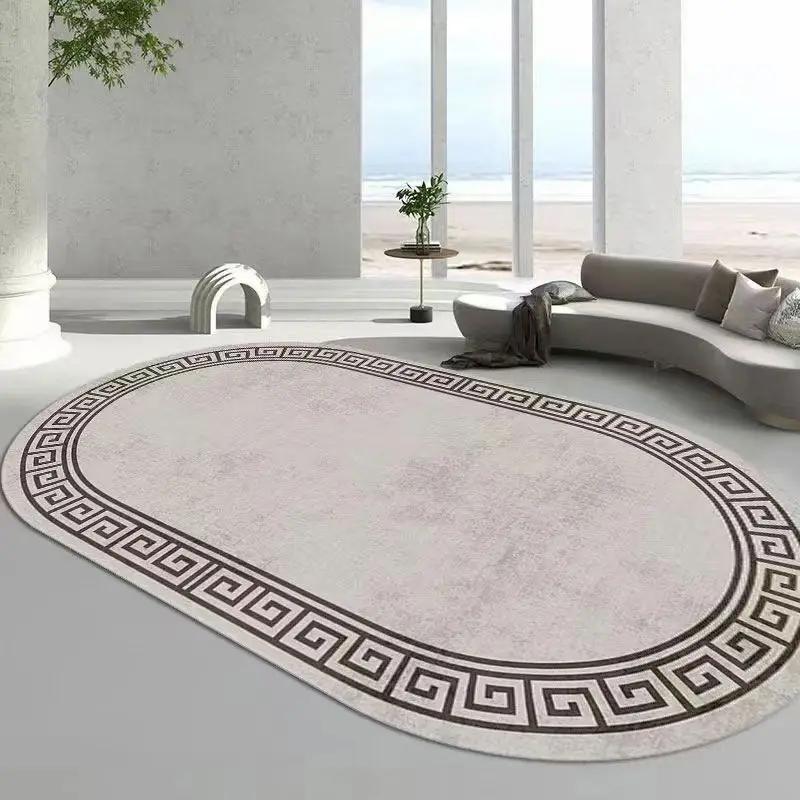 Ретро пушистые большие ковры для гостиной, журнальные столики, мягкий коврик, овальный декоративный ковер для спальни, моющийся утолщенный коврик