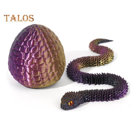 1 набор 3D-печатных фигурок в виде яйца змеи с подвижными суставами, игрушка-фиджет в виде яйца змеи с шарнирной змеей внутри, украшение для рабочего стола